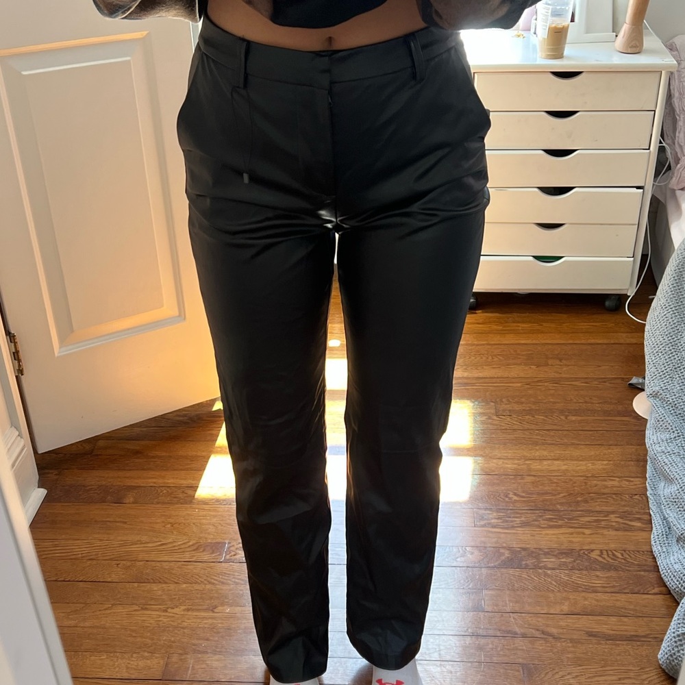 faux leather pants mid rise